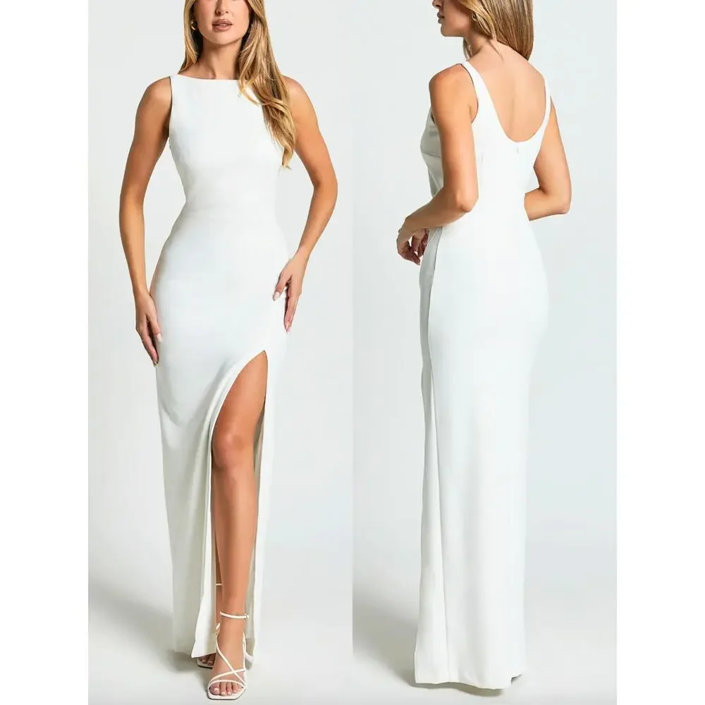 Showpo. | Dresses | Showpo White Midi Maxi Dress Bridal Gown Size 8 Indi  Formal Wedding Fitted | Poshmark